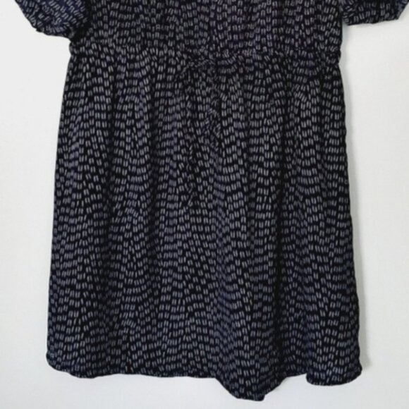 HILARY RADLEY Utility Sleeve Drop Waist Dress Navy Blue Tribal Geo Print Sz S - Picture 5 of 16
